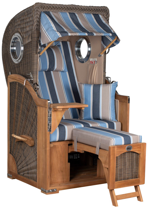 Strandkorb Rantum Single Bullauge Teak PE Grey Dessin 580